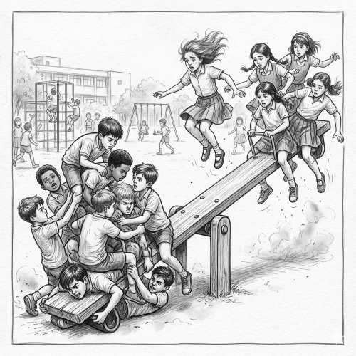 Boys vs Girls on a See-Saw