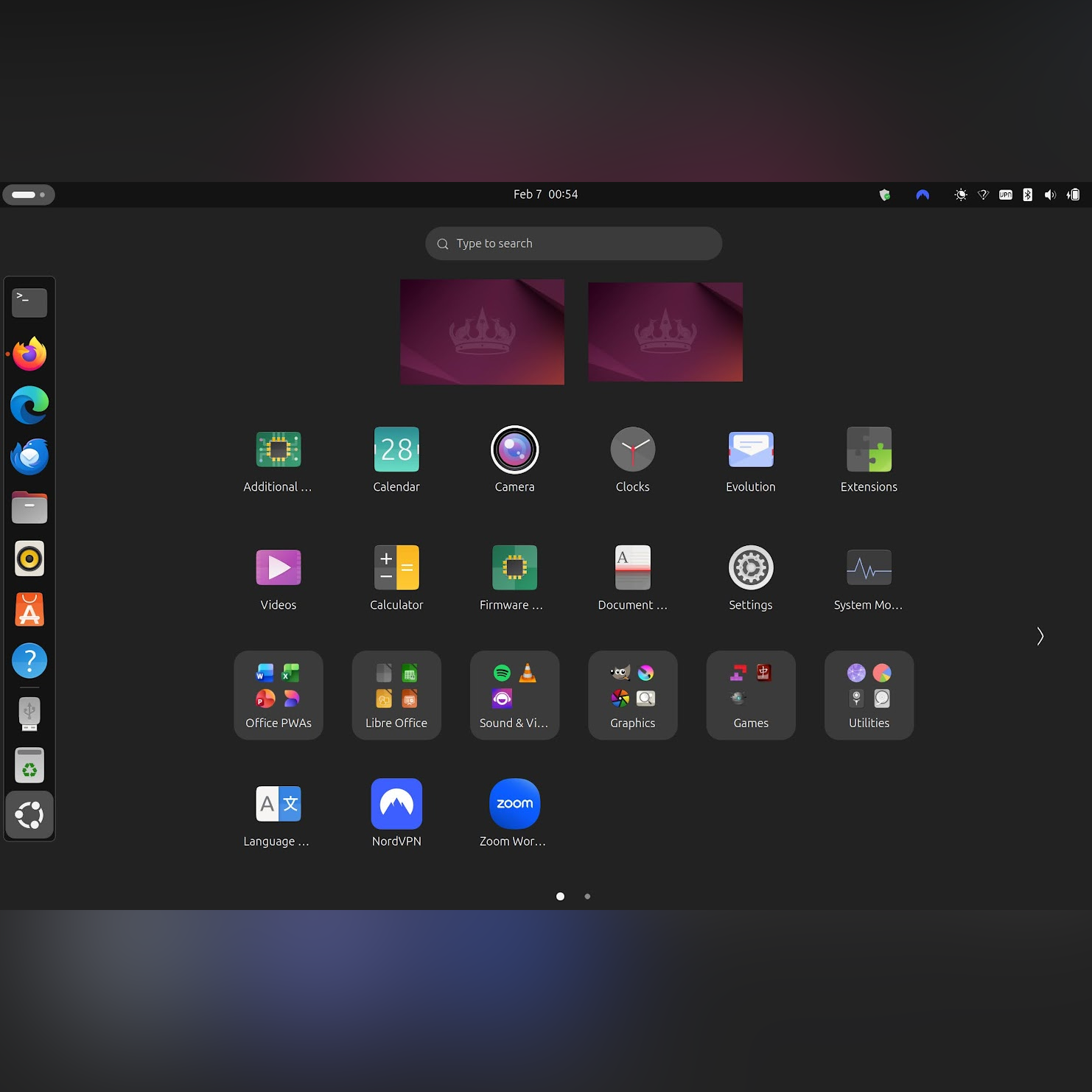 Ubuntu Homepage on Surface Pro 4